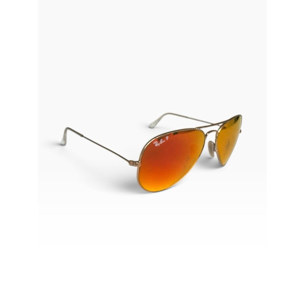 Ray Ban RB3025 Aviator Large Metal Sunglasses Orange Mirror Gold Frame 58mm
